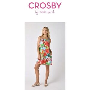 $258 Crosby by Mollie Burch Warren Square Neck Sleeveless Mini Dress Tropicana